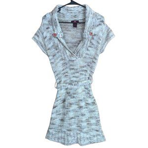 Cozy Knit Sweater Dress | Short-Sleeved | V-Neck | Belted Waist | Size: M